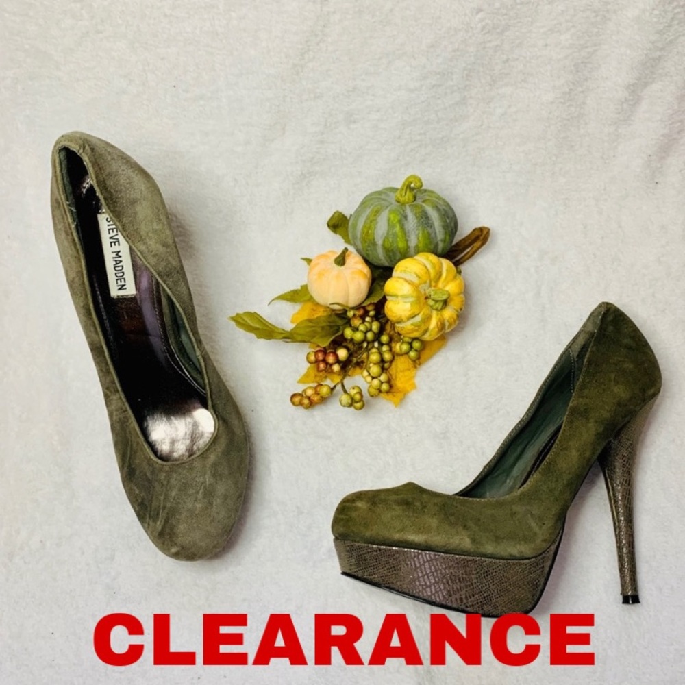 Steve Madden Suede Pumps with Snakeskin Platforms